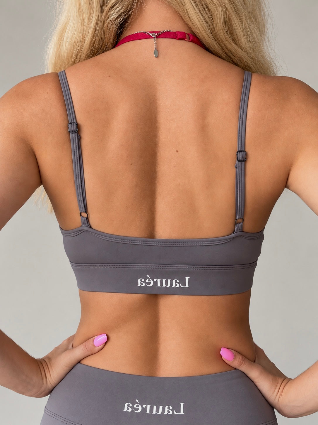 Layered Sports Bra- Silver Moon + Very Berry Check | PRZEDSPRZEDAŻ